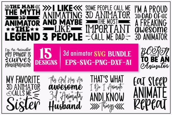 3D Animator SVG Designs Bundle