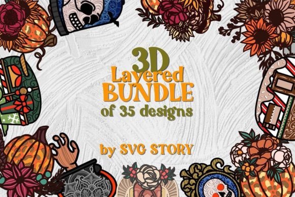 3D Layered Bundle of 35 Designs