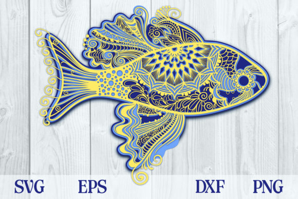 3D Layered Zentangle Fish 3 SVG S