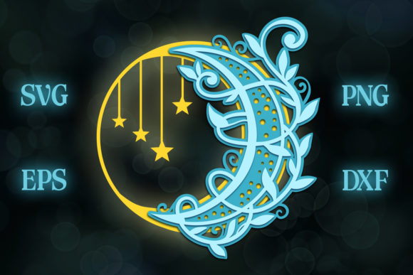 3D Starry Floral Moon 3 Layers: A Versatile Design for Creative Projects