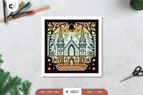 Baptism Church 3D Shadow Box SVG