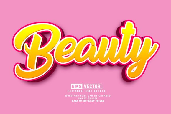 Beauty 3d Editable Text Effect Vector for Creative Projects
