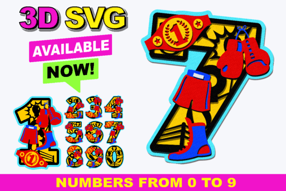 Boxing Numbers 3D SVG for Creative Projects