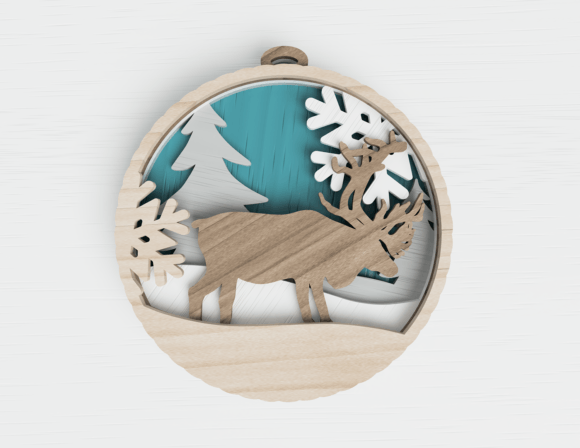 Christmas Deer Ornament 3D Layered Laser Cut