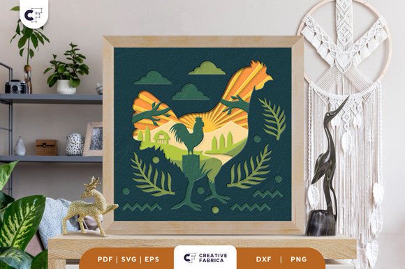 Explore the Charm of Chicken in the Farm 3D Shadow Box SVG