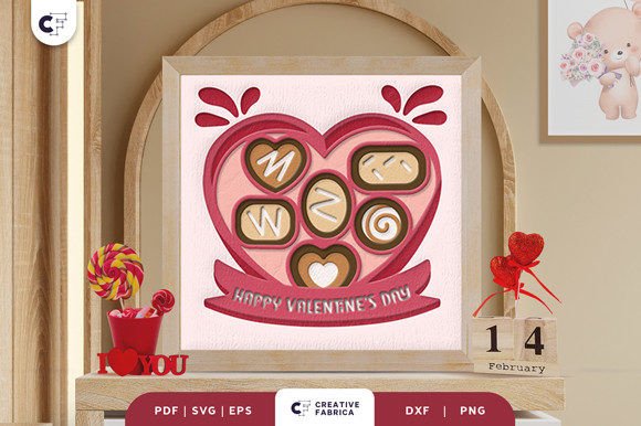 Heart Shape Chocolate Box 3D Paper Cut
