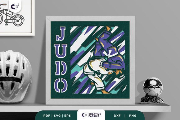 Judo Tournament 3D Shadow Box SVG: A Unique Paper Craft for Sport Enthusiasts
