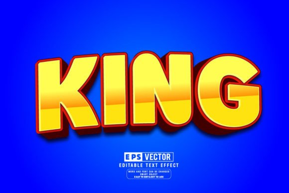 King 3D Editable Text Effect Vector