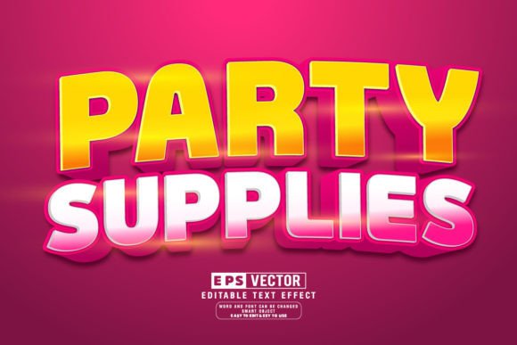Party Supplies 3D Editable Text Effect V