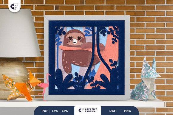 Sloth Sleeping on the Branch 3D Papercut