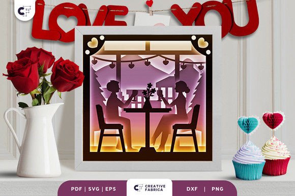 Valentine's Day Couple 3D Paper Cut SVG